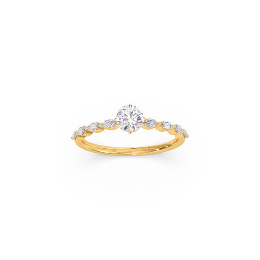 Round Diamond Marquise Accent Gold Ring Round Diamond Marquise Accent Gold Ring