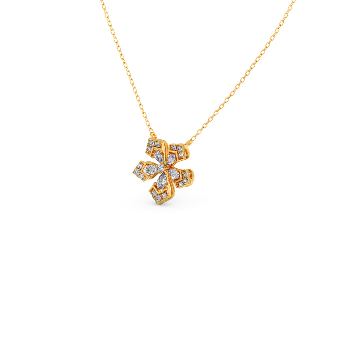 Serene Pear & Round Diamond Pendant Necklace