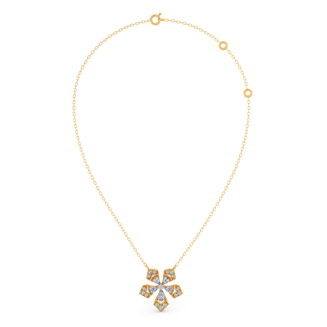 Serene Pear & Round Diamond Pendant Necklace