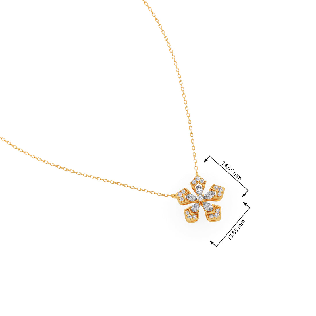 Serene Pear & Round Diamond Pendant Necklace
