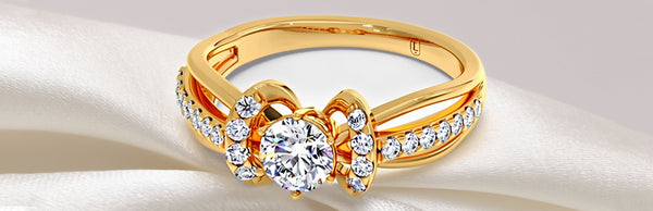  Round Solitaire With Diamond Accented Split Shank Ring