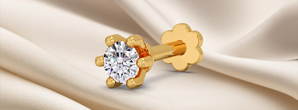  Gold Nose Stud with Diamond Accent


