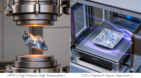 High-pressure high-temperature (HPHT) and chemical vapour deposition (CVD) processes being used on materials.