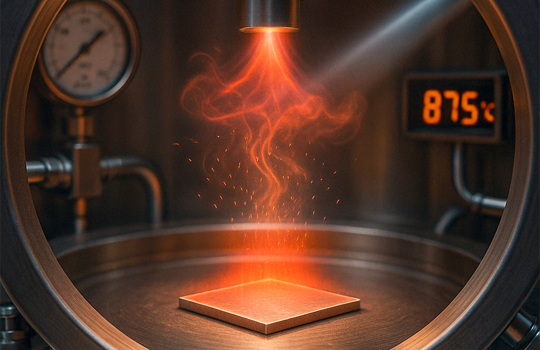 Diamond Seed with glowing red-orange flames on a metallic surface, surrounded by industrial equipment.