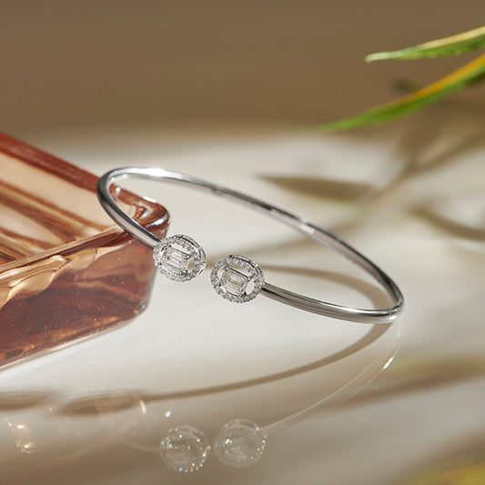 Emerald Cut Diamond Open Bracelet