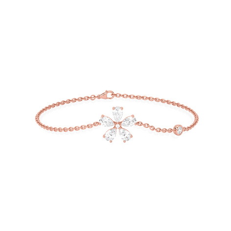 Delicate Floral Round Diamond Bracelet