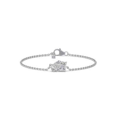 Pear & Emerald Cut Diamond Delicate Chain Bracelet