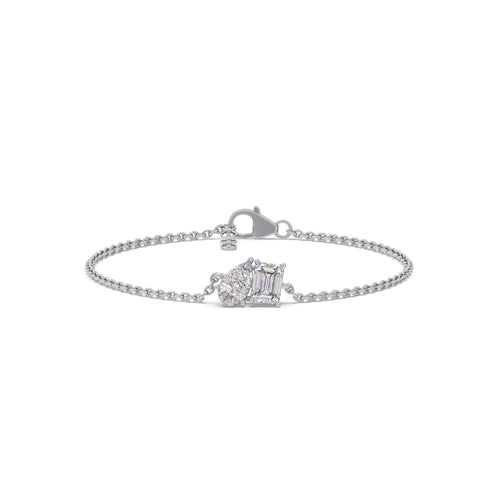 Pear & Emerald Cut Diamond Delicate Chain Bracelet