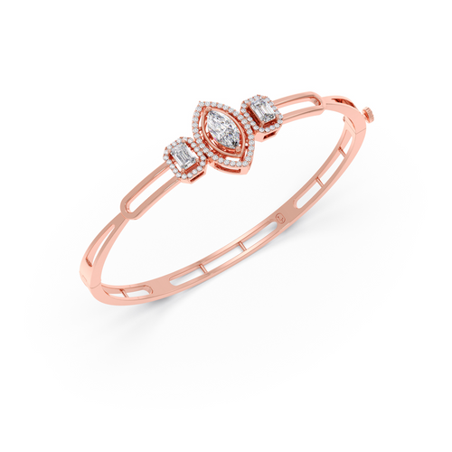 Marquise, Emerald & Round cut Diamond Classic Bracelet