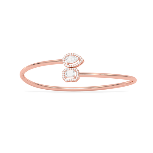 Pear & Emerald Cut Diamond Cuff Bracelet