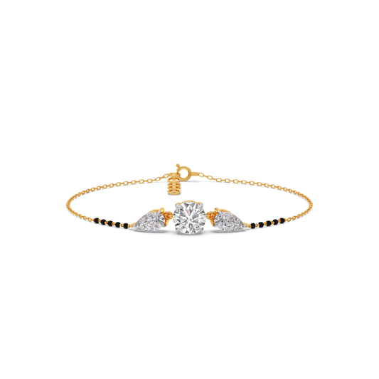 Elegant Pear & Round Diamond Mangalsutra Bracelet - Yellow