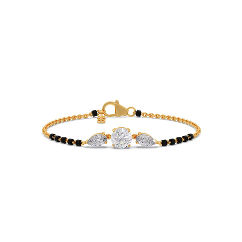 Elegant Pear & Round Diamond Mangalsutra Bracelet