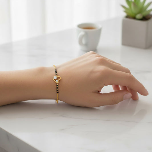 Pear and Round Diamond Mangalsutra Bracelet