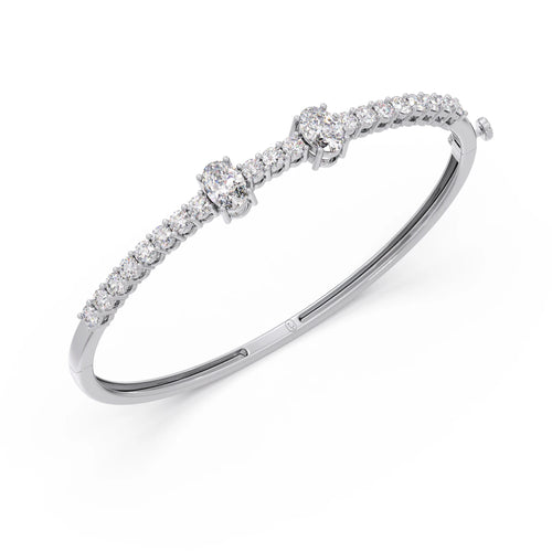 Oval Center with Round Accent Diamond Bracelet