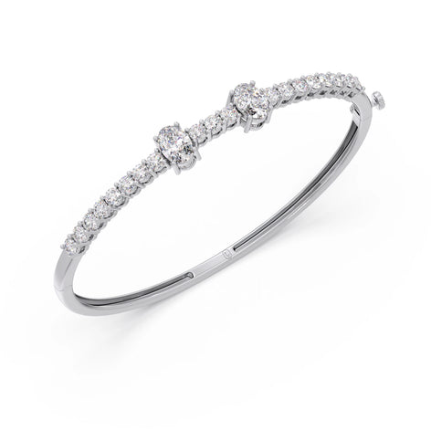 Oval Center with Round Accent Diamond Bracelet