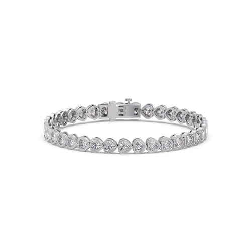 Heart Cut Diamond Bezel Set Tennis Bracelet