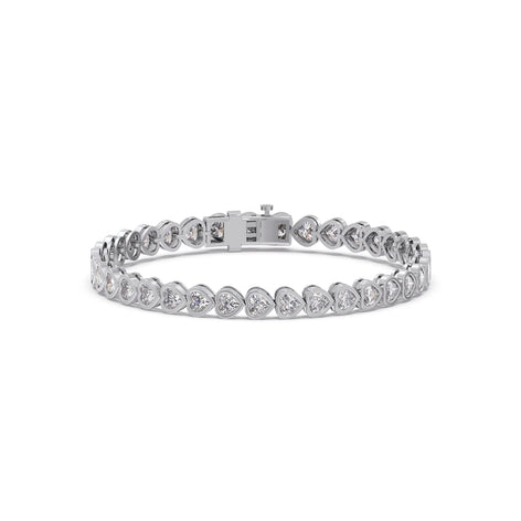 Heart Cut Diamond Bezel Set Tennis Bracelet