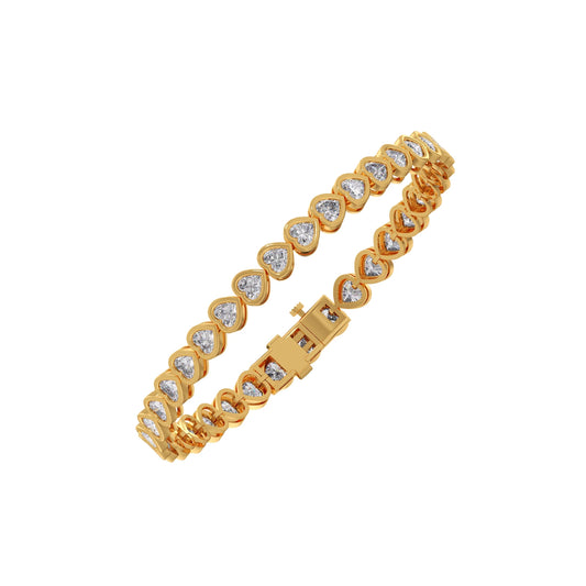 Heart Cut Diamond Bezel Set Tennis Bracelet - Yellow