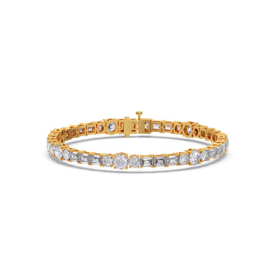 Emerald Cut and Round Diamond Tennis Bracelet