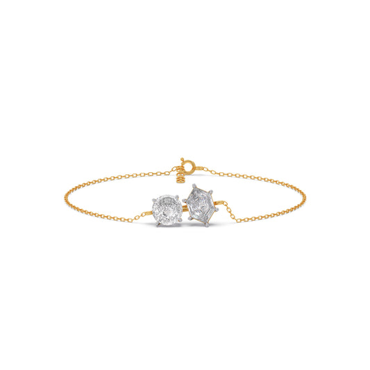 Hexa And Portuguese Diamond Chain Bracelet - Yellow