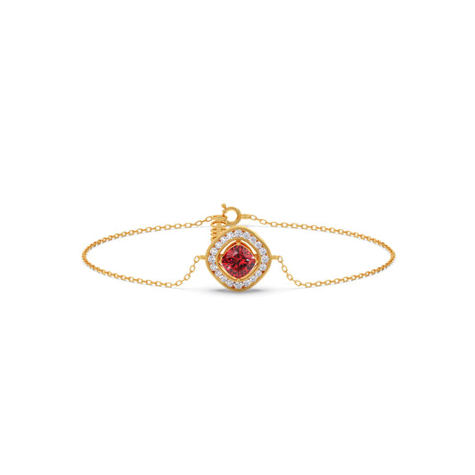Red Cushion Halo Diamond Bracelet