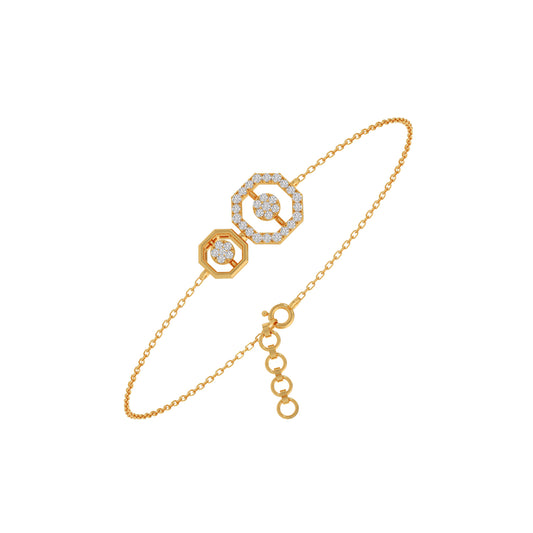 Dual Octagon Cluster Diamond Bracelet - Yellow