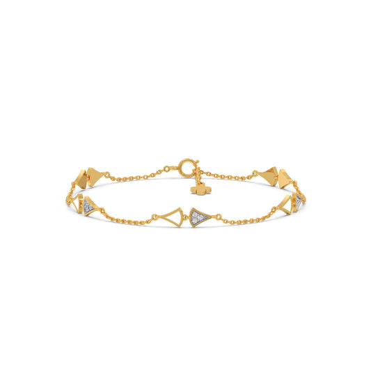Vector Triangle-Link Diamond Chain Bracelet - Yellow