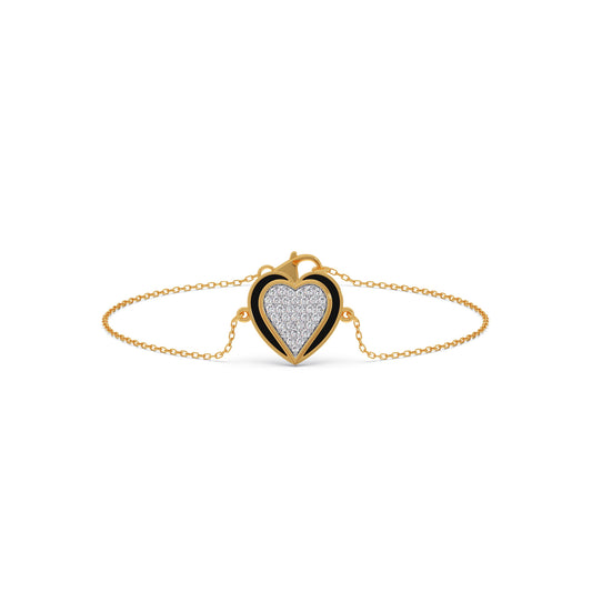 Ceramic Heart Diamond Chain Bracelet - Yellow