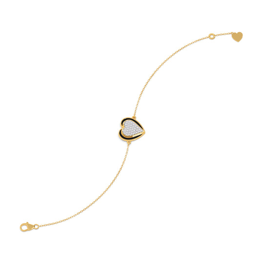 Ceramic Heart Diamond Chain Bracelet - Yellow