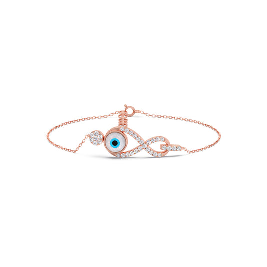 Infinite Evil Eye Round Diamond Bracelet - Rose