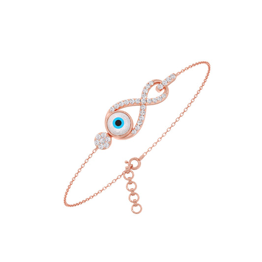 Infinite Evil Eye Round Diamond Bracelet - Rose
