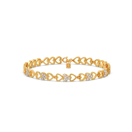 Heart Line Diamond Tennis Bracelet - Yellow