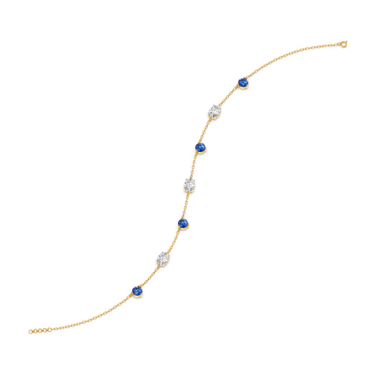 Azure Oval Diamond Chain Bracelet - Yellow