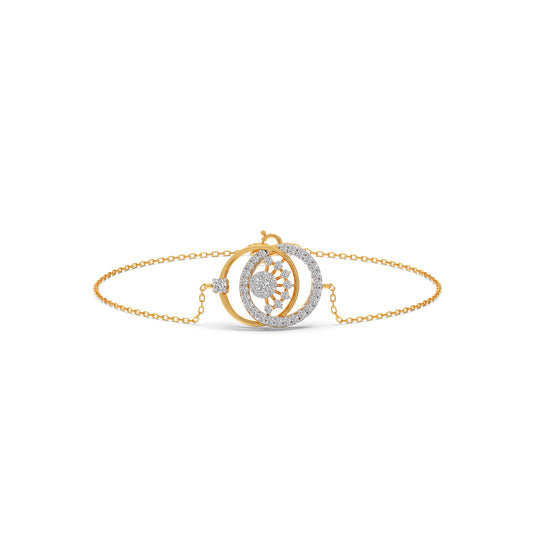 Twin Circle Inter Looped Diamond Bracelet - Yellow
