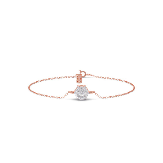 Portuguese Round Solitaire Chain Bracelet - Rose