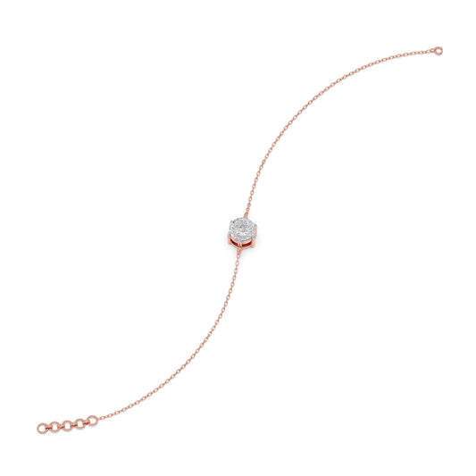 Portuguese Round Solitaire Chain Bracelet - Rose