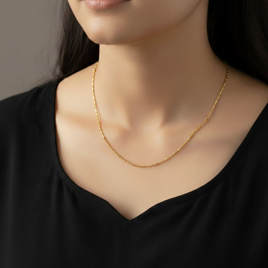 Bead Line Gold Neck Chain - MQ