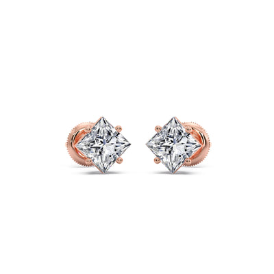 Four-Prong Princess Cut Diamond Stud Earrings