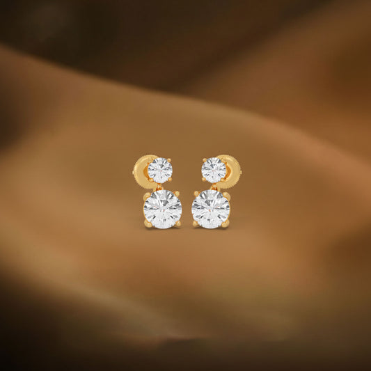 Round Diamond Drop Earrings