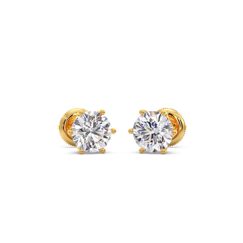 Six-Prong Round Brilliant Cut Diamond Stud Earrings