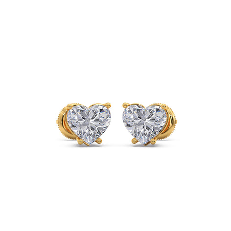 Heart-Shaped Diamond Stud Earrings