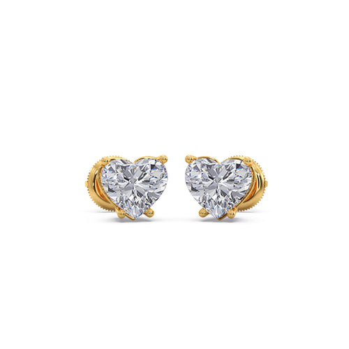 Heart-Shaped Diamond Stud Earrings