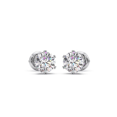 Four-Prong Round Brilliant Cut Diamond Stud Earrings