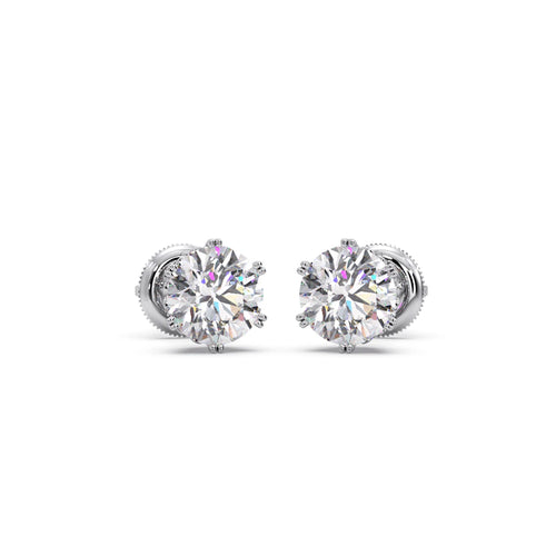 Four-Prong Round Brilliant Cut Diamond Stud Earrings