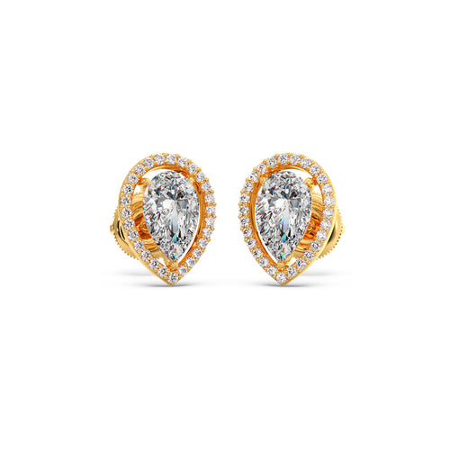 Pear-Shaped Diamond Halo Stud Earrings