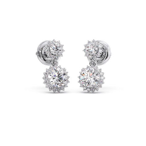 Double Halo Diamond Drop Earrings