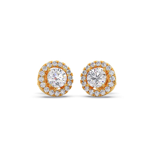 Round Shape LGD Earrings with Halo Setting