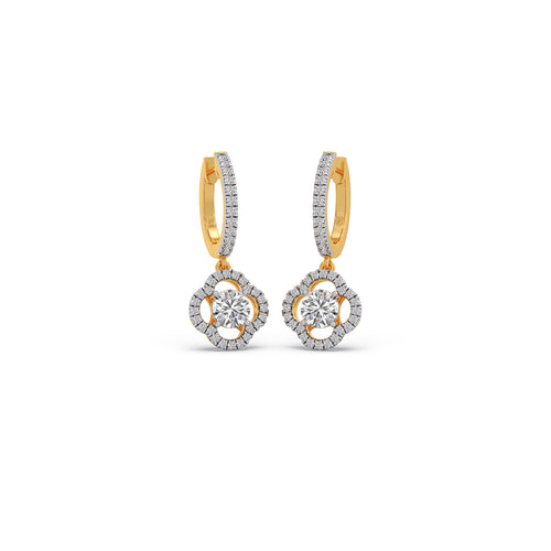 Floral Halo Diamond Dangles Earrings