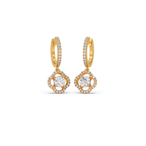 Floral Halo Diamond Dangles Earrings