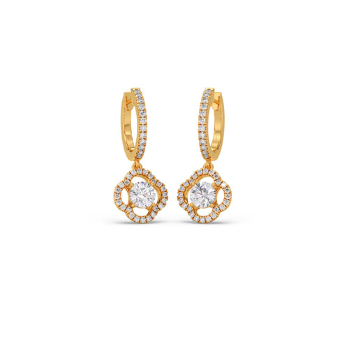 Floral Halo Diamond Dangles Earrings